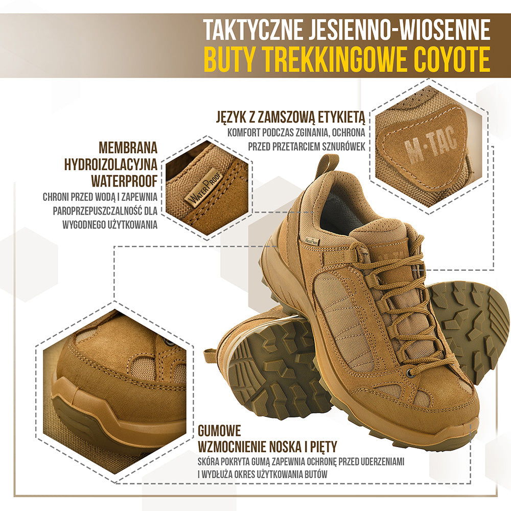 M-Tac Taktyczne Jesienno-Wiosenne Buty Trekkingowe Coyote 37