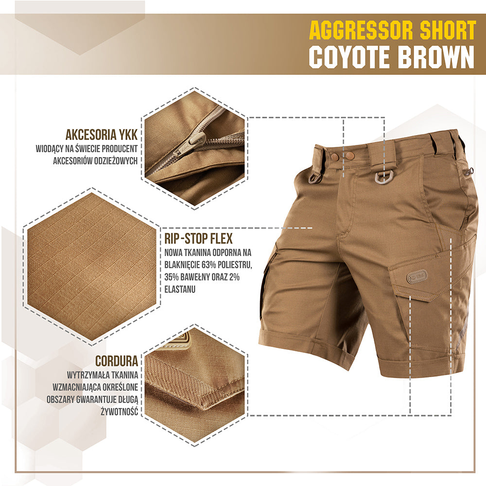 M-Tac Spodenki Aggressor Short Coyote Brown S