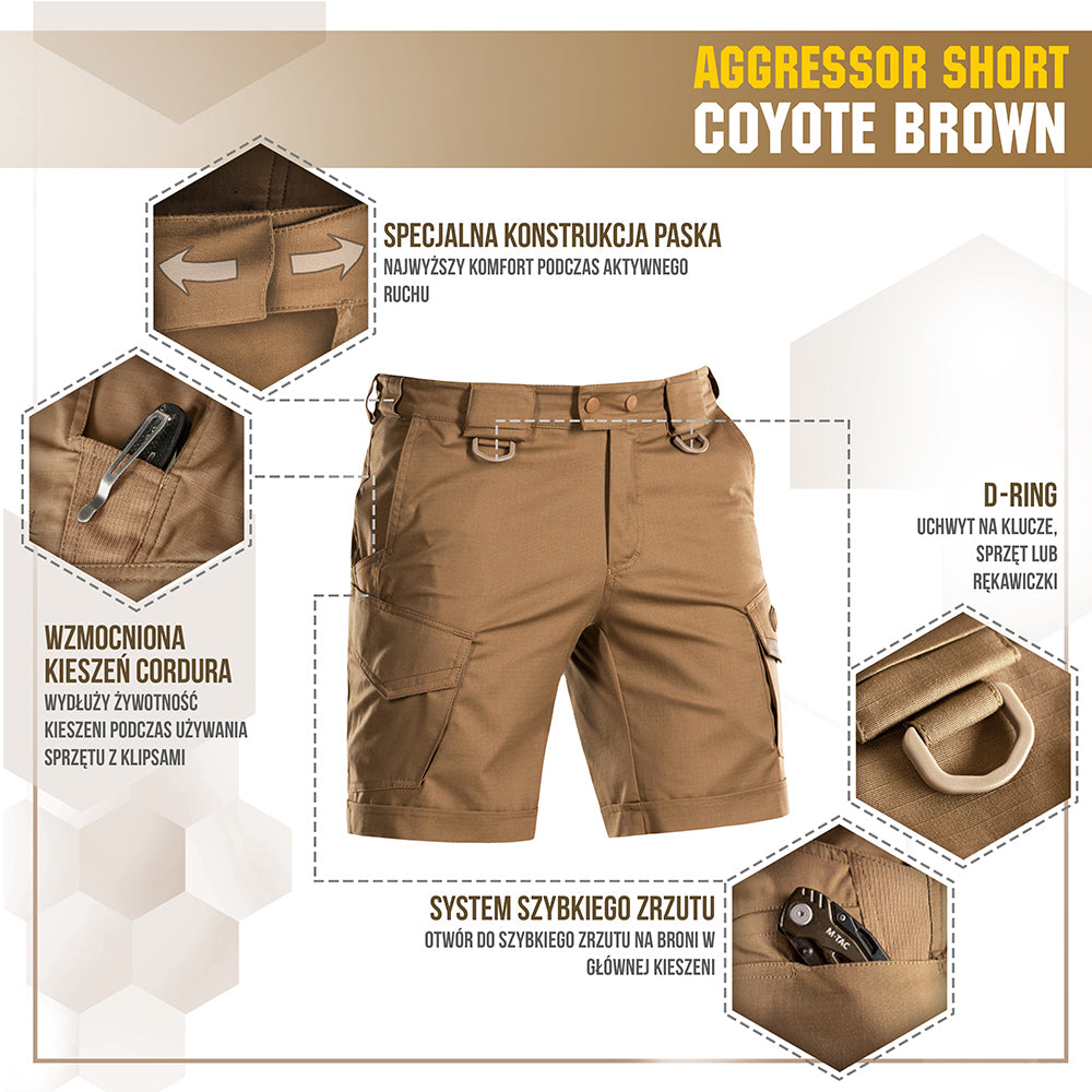 M-Tac Spodenki Aggressor Short Coyote Brown S