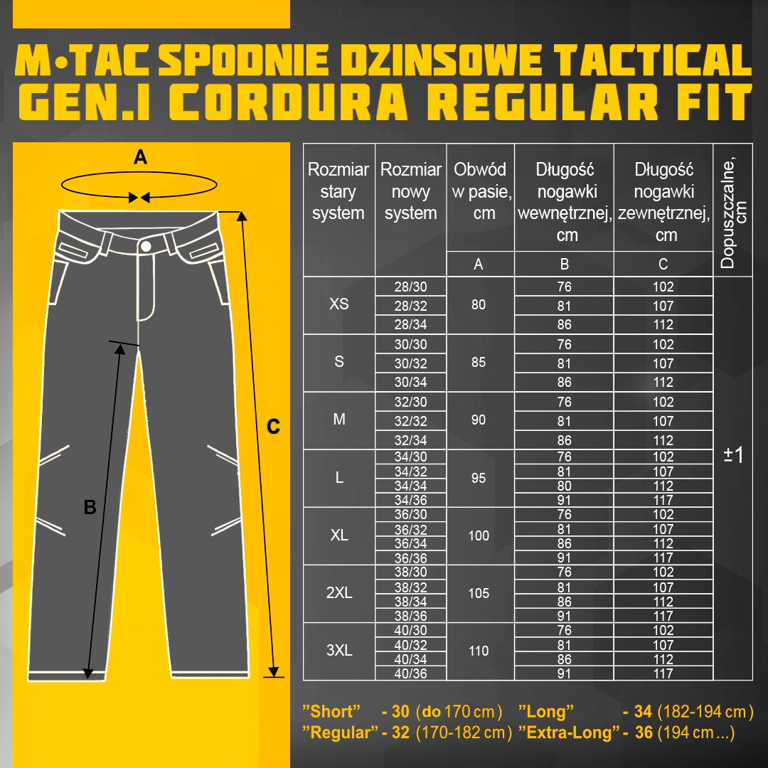 M-Tac Spodnie Dżinsowe Tactical Gen.I Cordura Regular Fit