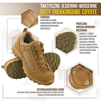 M-Tac Taktyczne Jesienno-Wiosenne Buty Trekkingowe Coyote 37